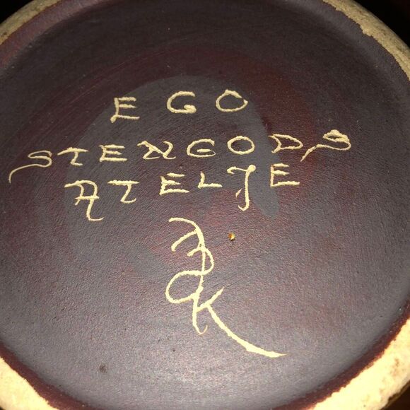 Bruno Karlsson Pottery Pot w/Lid Rare 70's Ego Stengods Atelje Artist Signed MCM - Picture 3 of 11